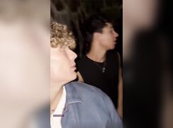 Two twinks fuck outsite at night