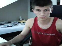 German Twink Jerks Uncut Shaved Cock