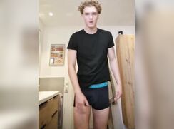 18yo cute blonde hungarian in his bathroom again