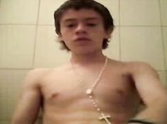 Uncut Rosary Twink Jerks Off