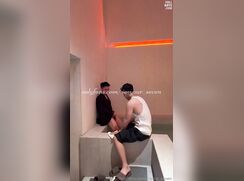 Seven having sex with a hot guy in the sauna