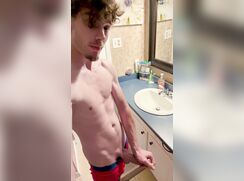cute blonde dude showing his big cock