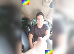 # HTW - In the car with my friend, looking and sucking.