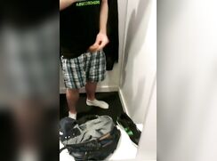 Uncut Twink Sniffs Sneaker & Cums Into It In Store Fitting Room