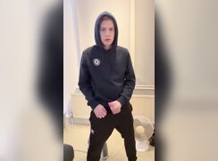 cute dude wearing hoodie fast cumming bate
