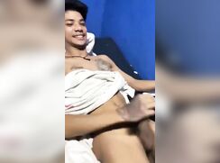 Friend tries to distract him while he's jerking his dick