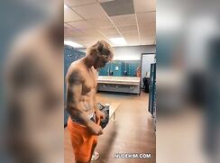 Blond Jock Caught Changing in Gym Locker Room