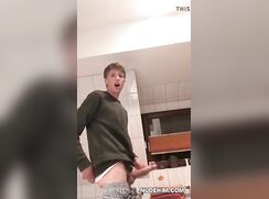 Blond Twink Socks His Uncut Dick