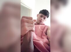 Cute fucker lets go right before he squirts