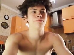 Shaved Uncut Twink Shows Off In Kitchen