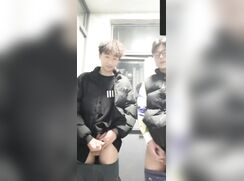 When your jerk-off buddy pisses with a boner while we are jerking together.