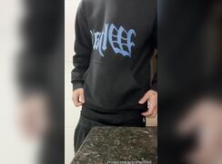 cute hoodie dude big cock strip and bate