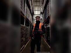 Jerking off in the warehouse