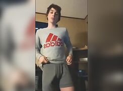 Dark Hair Collège Guy Thin wanks off his Hung Cock - AI Enhanced