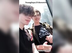 Blond Twinks Suck Dick in Public