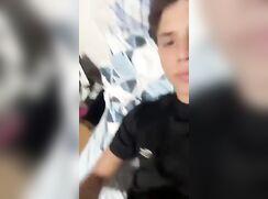 super smooth nutsack in his dorm room