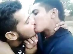 Handsome Arabs kissing in public