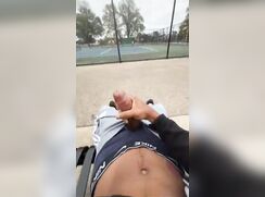 Pumping one out by the tennis courts