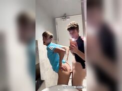 Blond Twinks Fuck in Gym Restroom