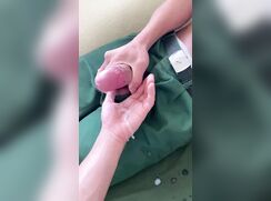 Cum catcher - trying to catch his jo-bud's cum in his palm when he jacks-off.