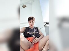 Asian Orange Shorts Piss Solo