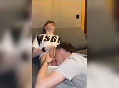 cute teen twink sucking big cock friend