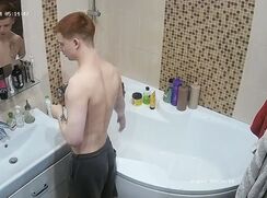 A hot ginger taking a shower - no cum