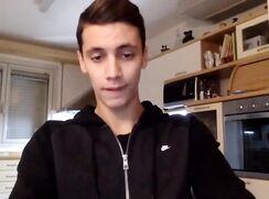 A Twink Lying On His Bed, Jerks Off in Front Of His Web-Cam, And He Ejaculates