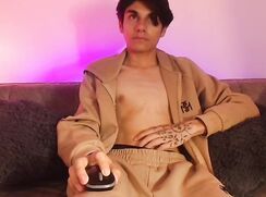 Cute cam boy Harry strokes dick