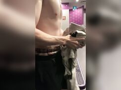Twink boy exposed - risky gym boner
