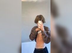 Straight blond guy jerking off and cumming o