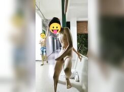 Caught jerking-off naked in the dorm hallway, not sure what happens next. (Looped)