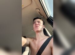 S54A01 - Hot exposed runner on Irvine public trail tan jock cums on body...