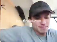 Jerking off in his van