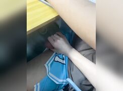 Enjoying some strokes from his classmate while in the lecture. Nice shorts too.