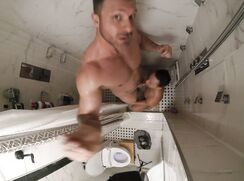 Daddy fucks twink boy in shower