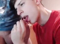 Silent webcam show taking turns sucking